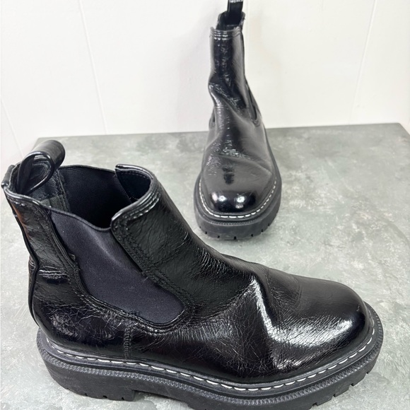 Circus Sam Edelman Effie black crackled faux leather chelsea boots lug sole 8.5 - Picture 4 of 11